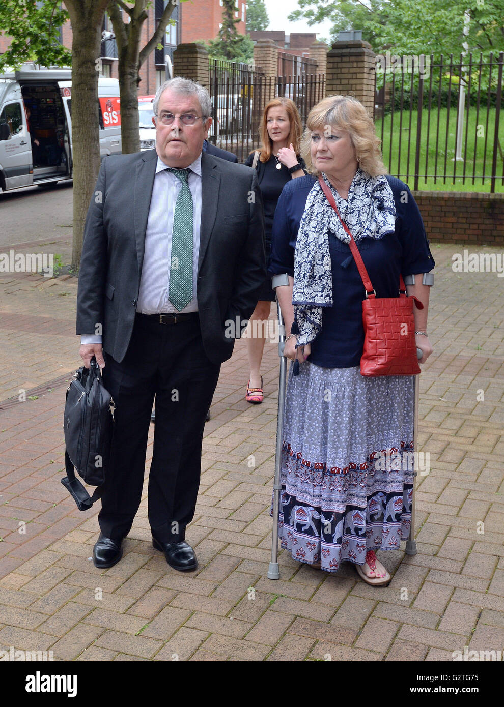 Des and Doreen James, parents of Private Cheryl James, arrive at Woking Coroner's Court in Surrey, where a coroner will deliver the long-awaited ruling into how she died at Deepcut Army barracks. Stock Photo