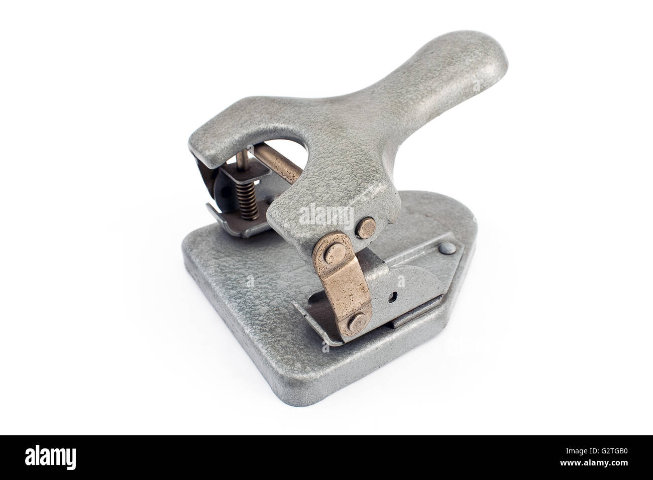 Vintage office paper hole puncher isolated on white Stock Photo Alamy