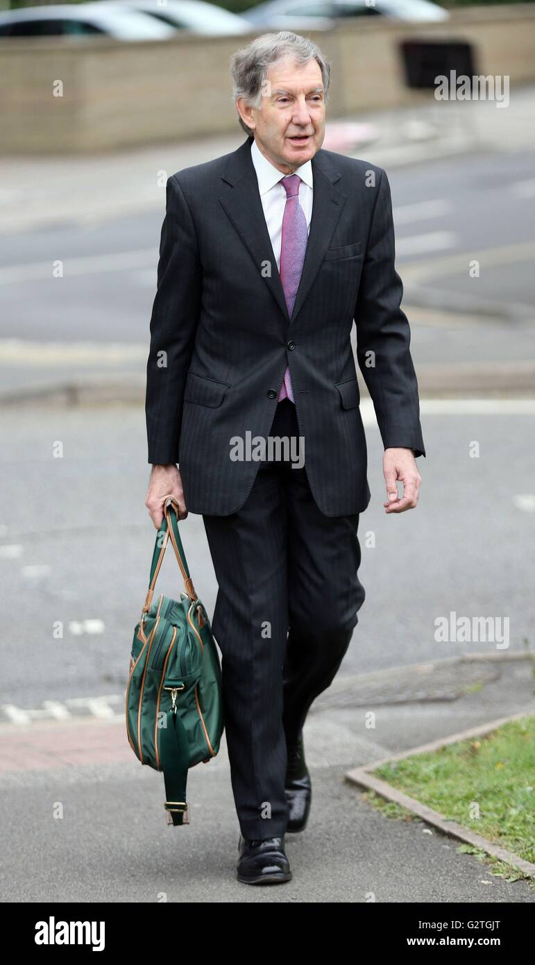 Coroner Brian Barker QC arrives at Woking Coroner's Court in Surrey, where he will deliver the long-awaited ruling into how Private Cheryl James died at Deepcut Army barracks. Stock Photo