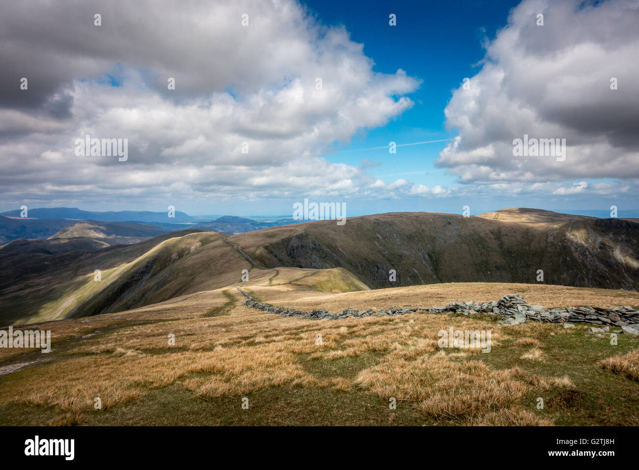 Views from High Street looking north down path towards Kidsty Pike, Lake District, UK Stock Photo