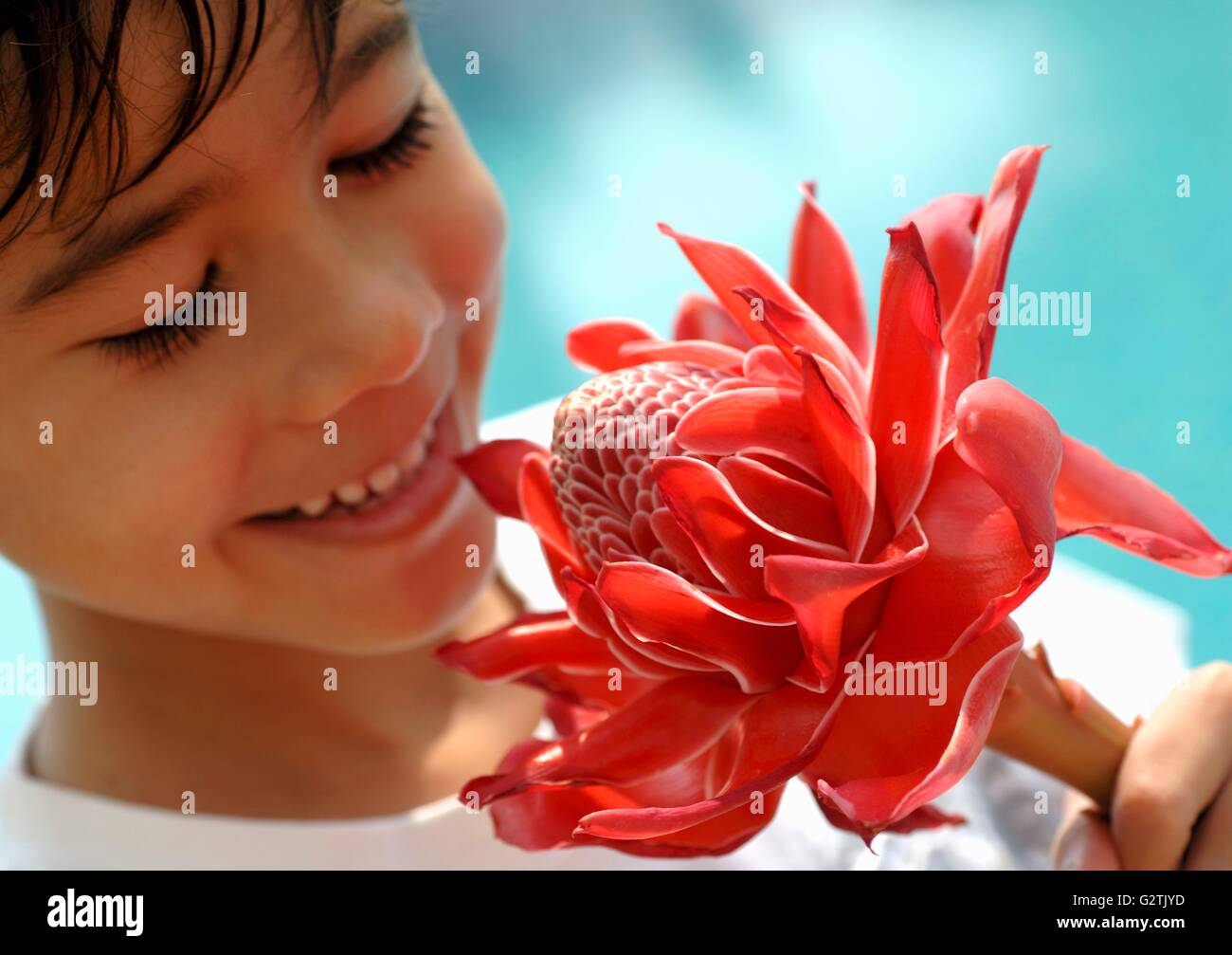 Child smelling fruit hi-res stock photography and images - Alamy