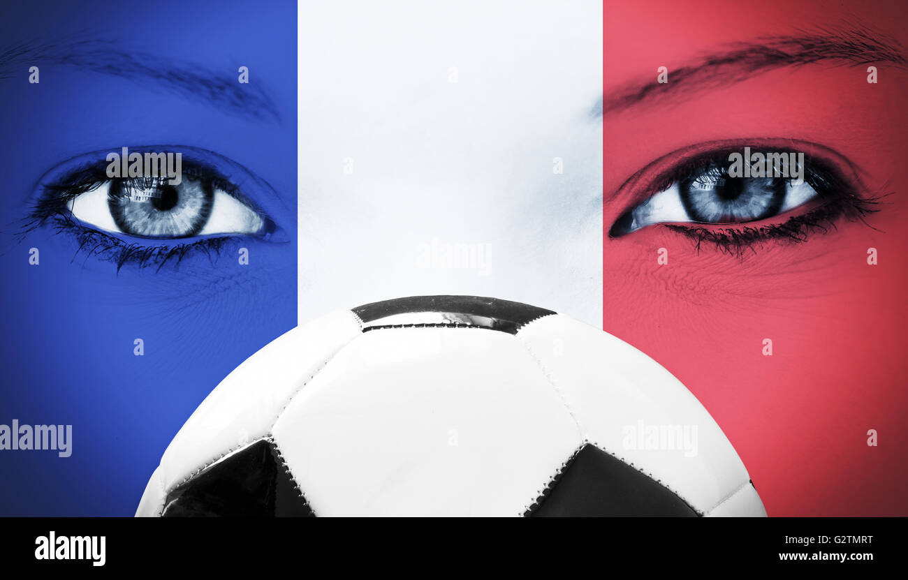 Face with french colors Stock Photo