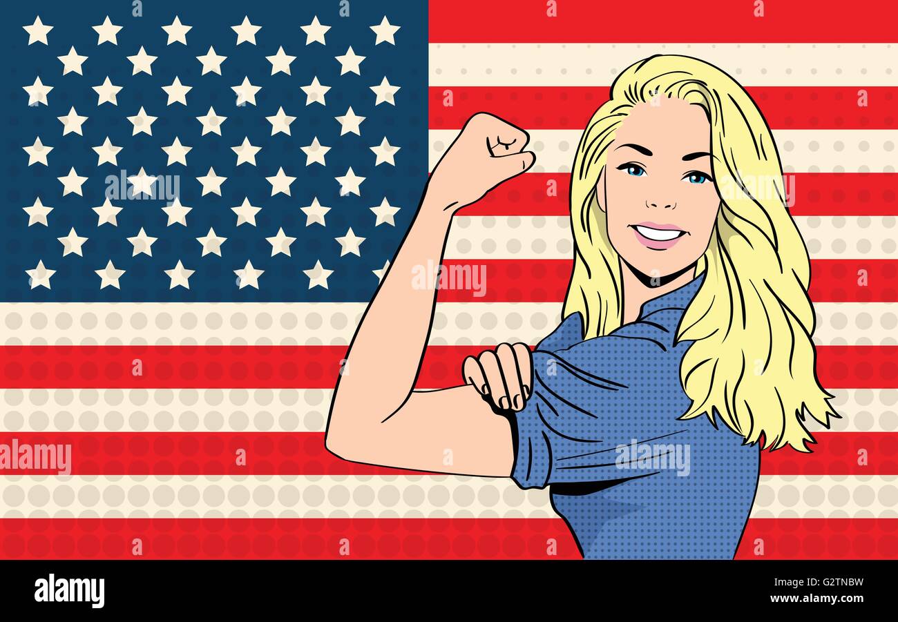 Woman We Can Do It United States America Flag Pop Art Retro Style Stock  Vector Image & Art - Alamy