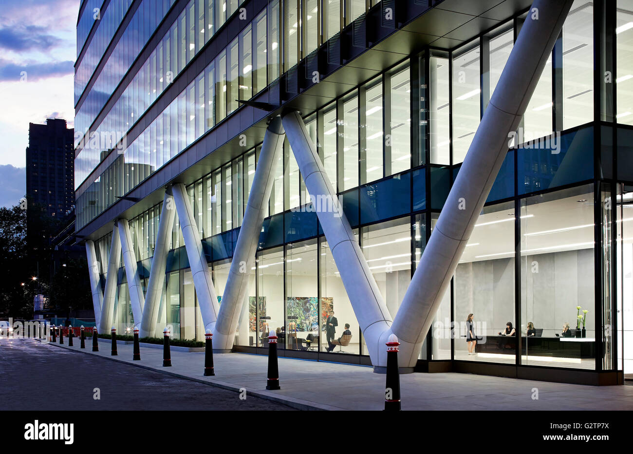 V-form truss of ground floor facade. Moorgate Exchange, London, United Kingdom. Architect: HKR Architects, 2015. Stock Photo