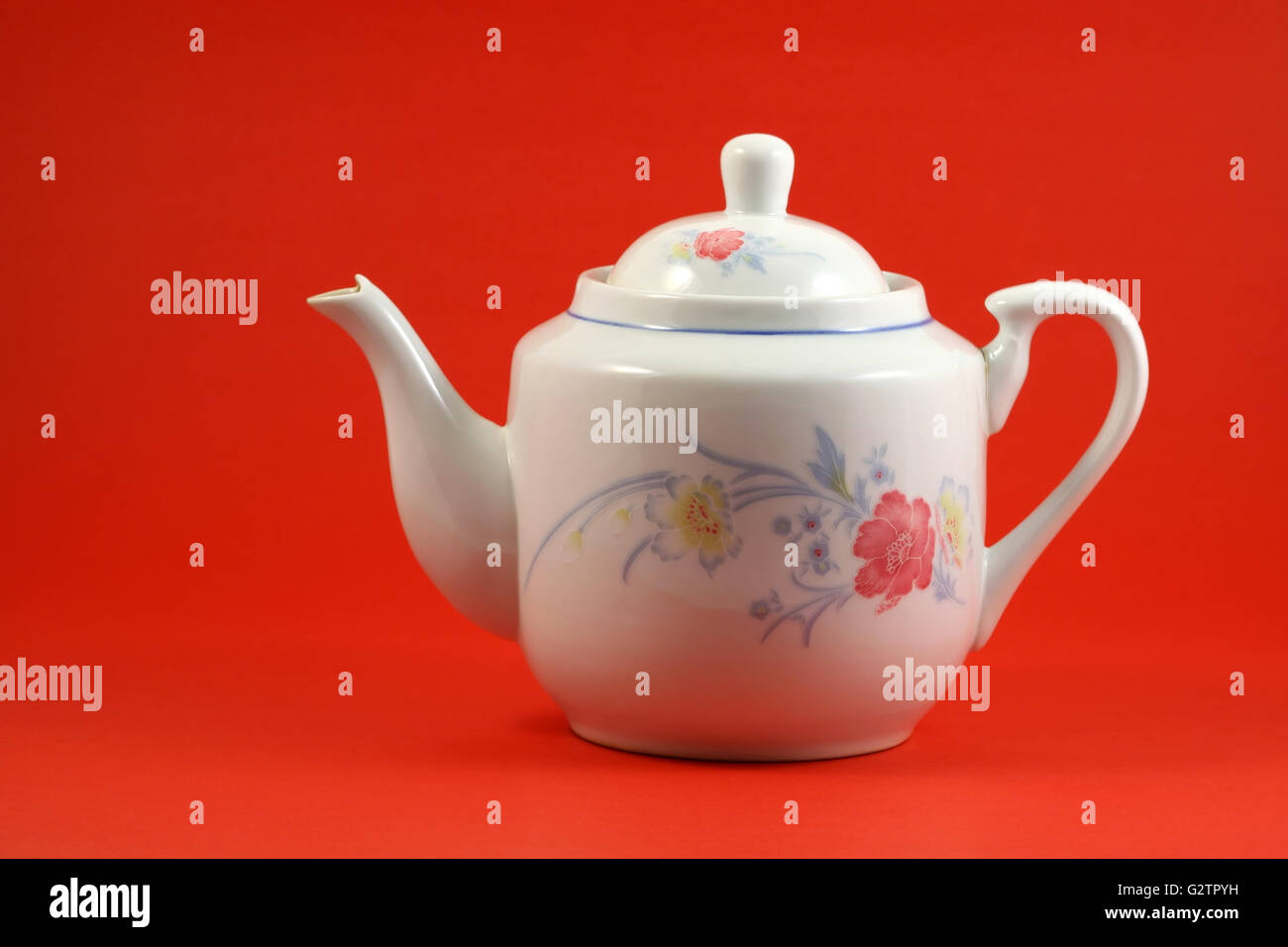 Teapot in red Stock Photo Alamy