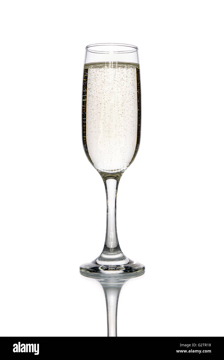 Glass of champagne on white background Stock Photo