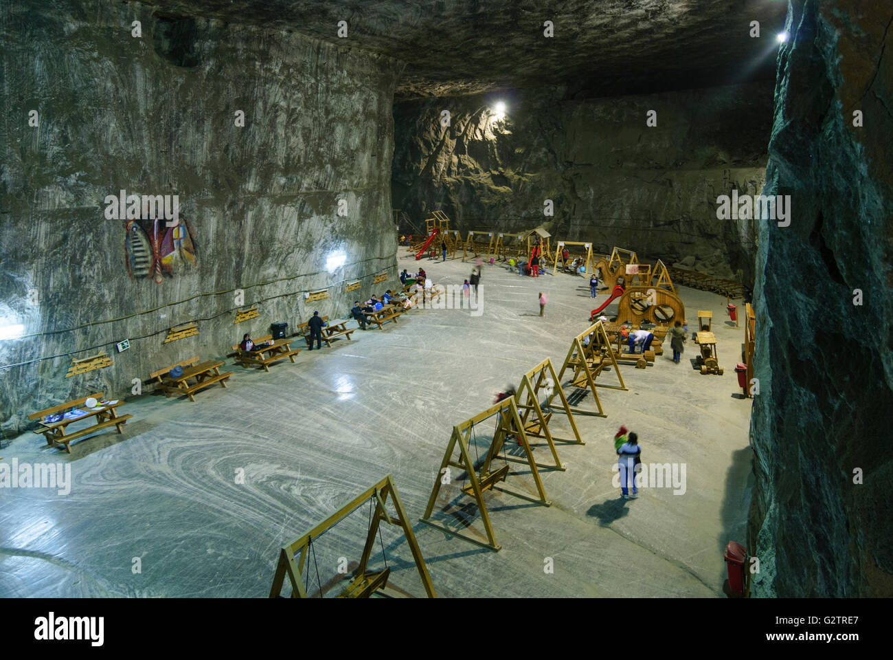 former salt mine , today the treatment of respiratory diseases and tourist attraction, Romania, Transilvania, Transylvania, Sieb Stock Photo