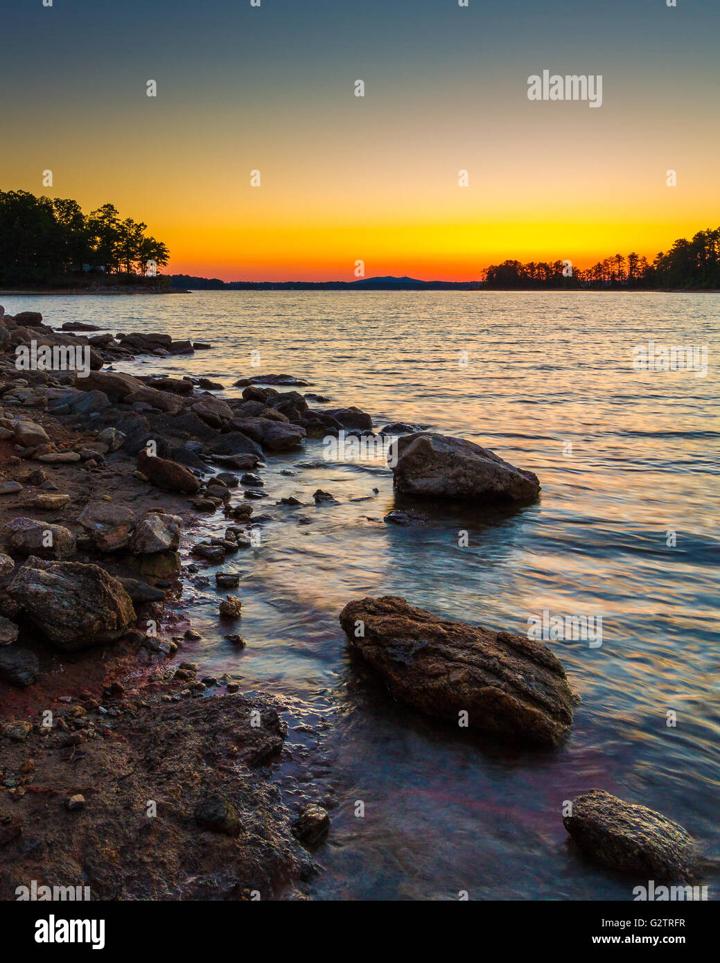 Sunset,  Van Pugh Park, Lake Lanier, Georgia Stock Photo