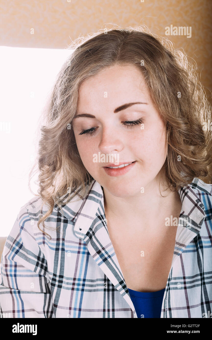 Close Up Of Attractive Plus Size Young Woman Stock Photo