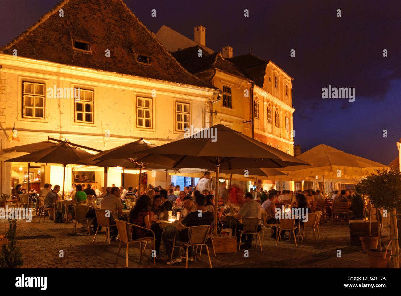 Piata Mica ( Small Square ) and restaurant, Romania, Transilvania