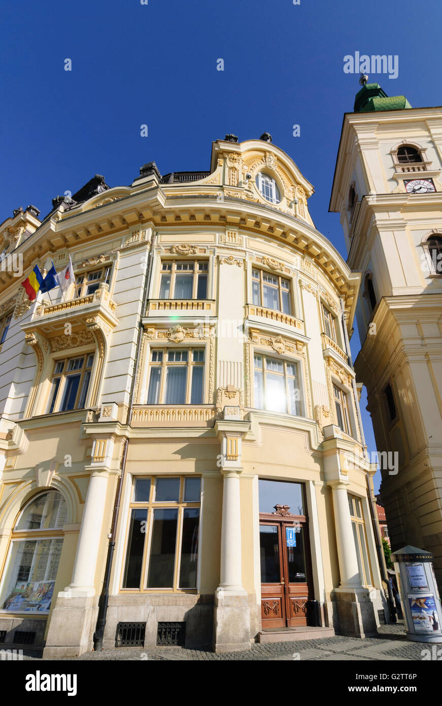 Piata Mare ( Big Square) with city hall and the Roman Catholic Church