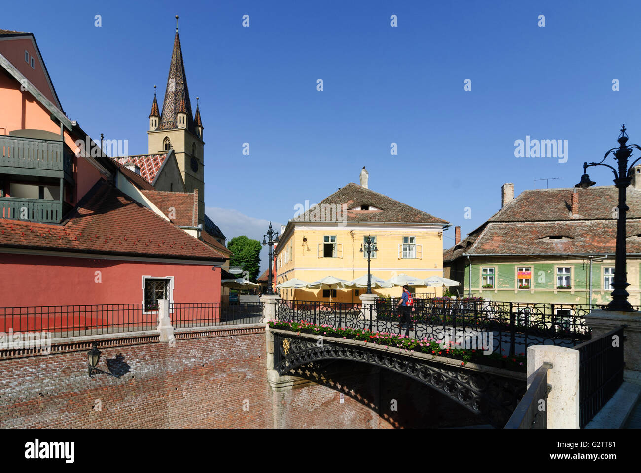 Bridge of Lies and Protestant parish church, Romania, Transilvania, Transylvania, Siebenbürgen (Transsilvanien) , Sibiu (Hermann Stock Photo