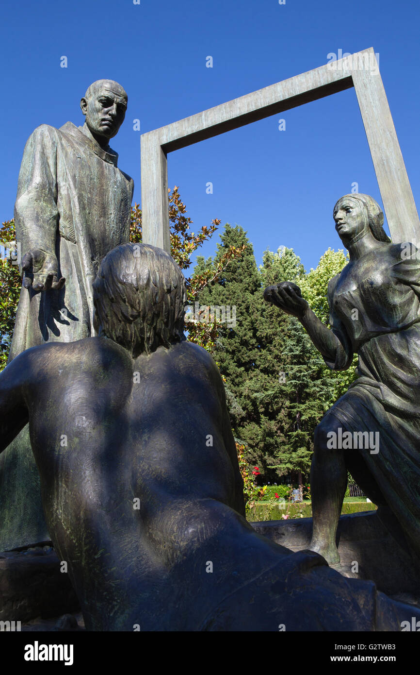 Spain, Andalucia, Granada, Statue of San Juan de Dios in Jardines del