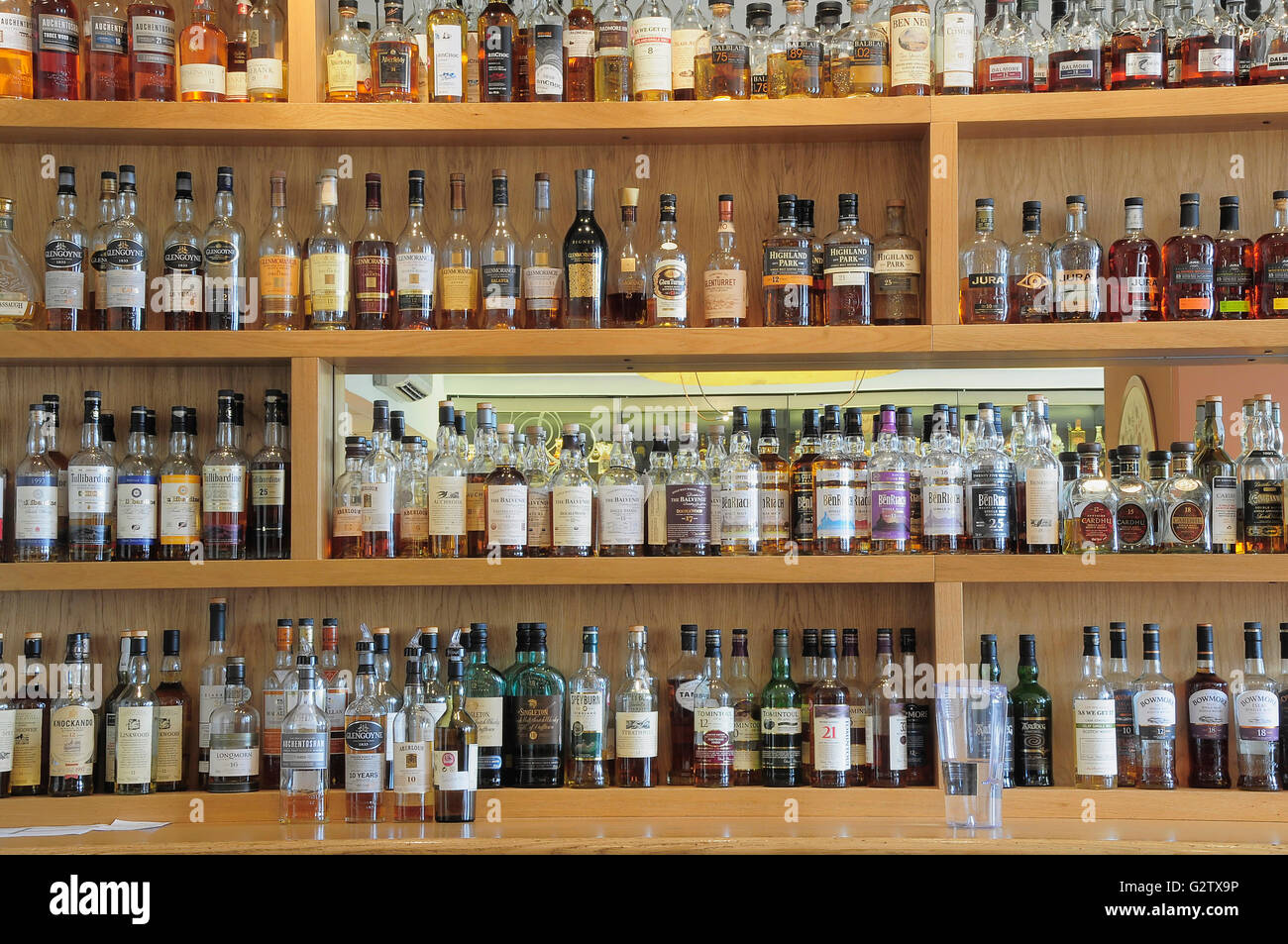 Scotland, Edinburgh, Scotch Whisky Experience, bottles of whisky for