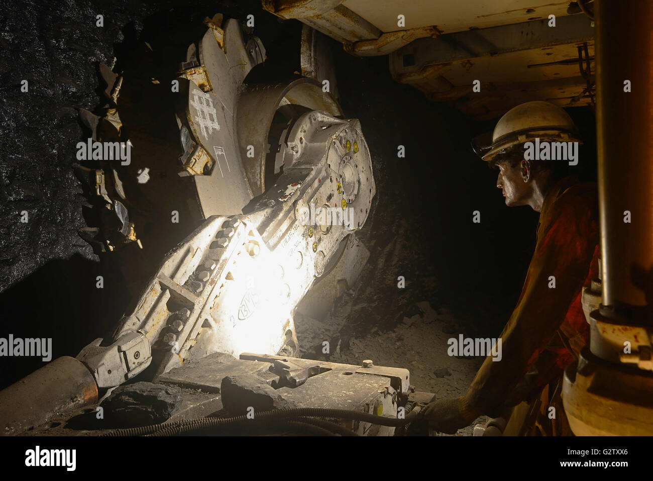 Scotland, Edinburgh, Scottish Mining Museum, display 1500 ft down the mine to the mine head. Stock Photo