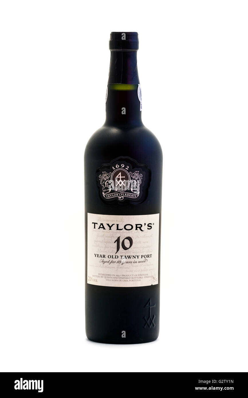 Bottle of Taylor's 10 Year Old Tawny Port Stock Photo