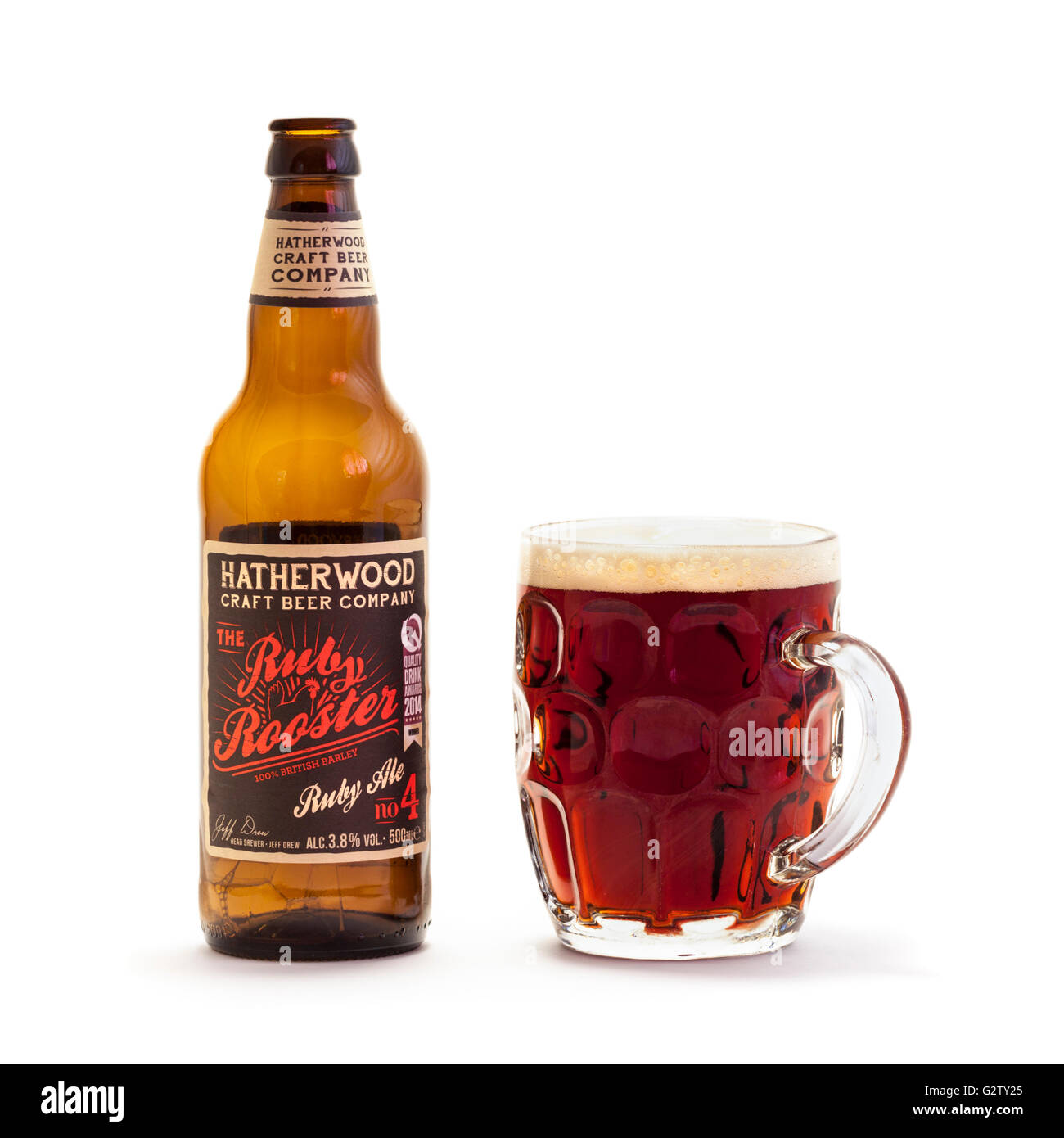 'The Ruby Rooster No 4' by the Hatherwood Craft Beer Company, brewed by Wychwood Brewery in Witney, Oxforshire on behalf of Lidl Stock Photo