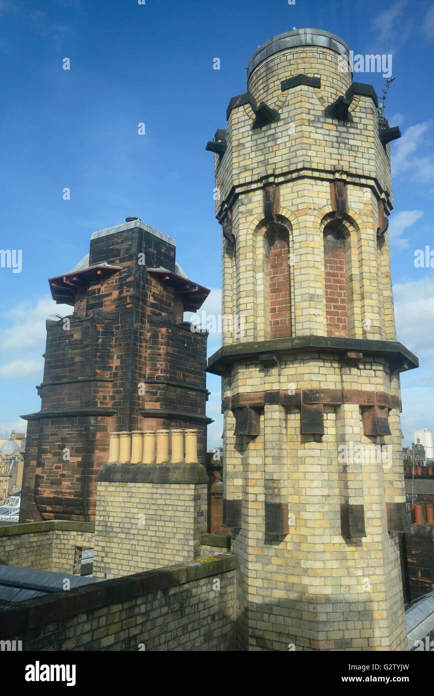 Scotland, Glasgow, Mackintosh Glasgow, The Lighthouse, viewpoint tower and chimney stacks. Stock Photo