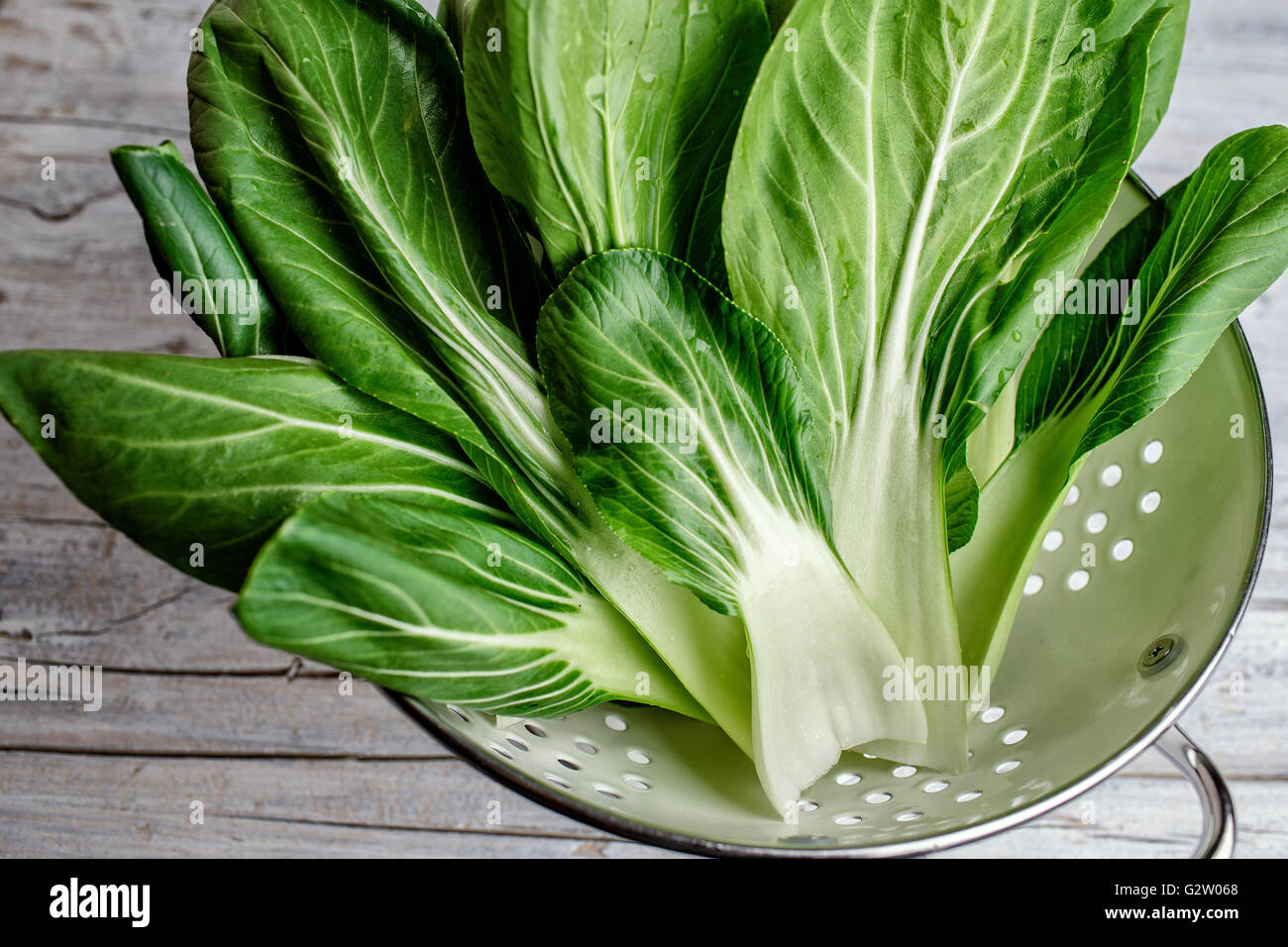 Fresh Leaves of Bok Choy ready for cooking Stock Photo Alamy