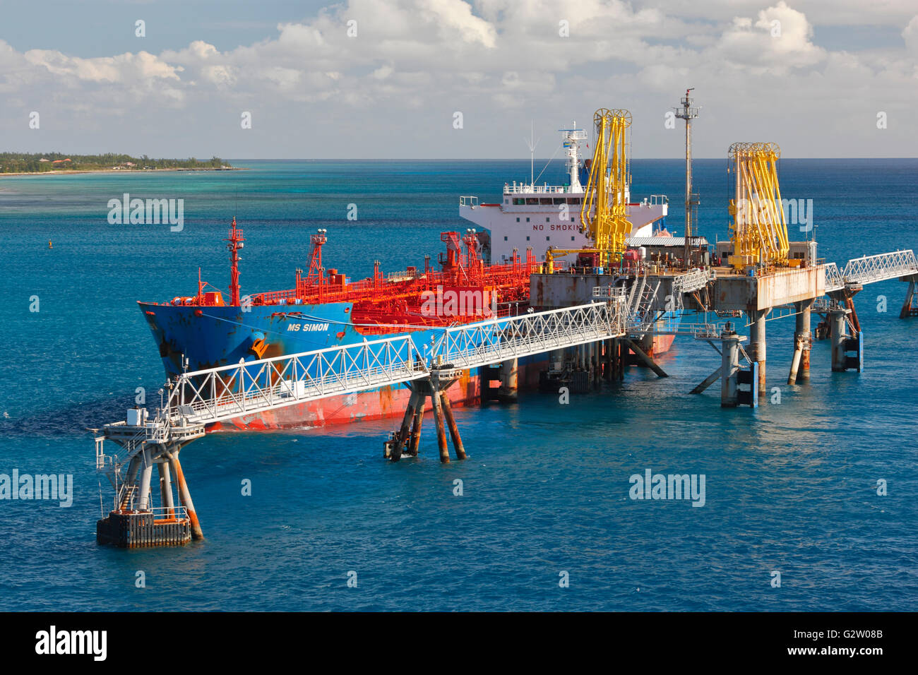 Oil tanker unloading oil in Freeport, Bahamas Stock Photo Alamy