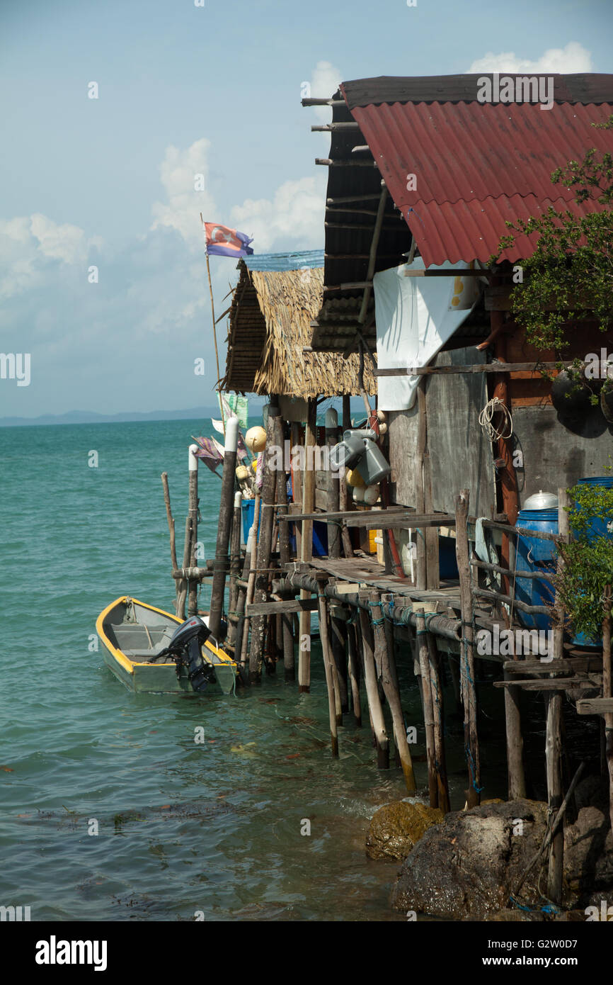 Fishing village on Pulau Sibu, Malaysia Stock Photo