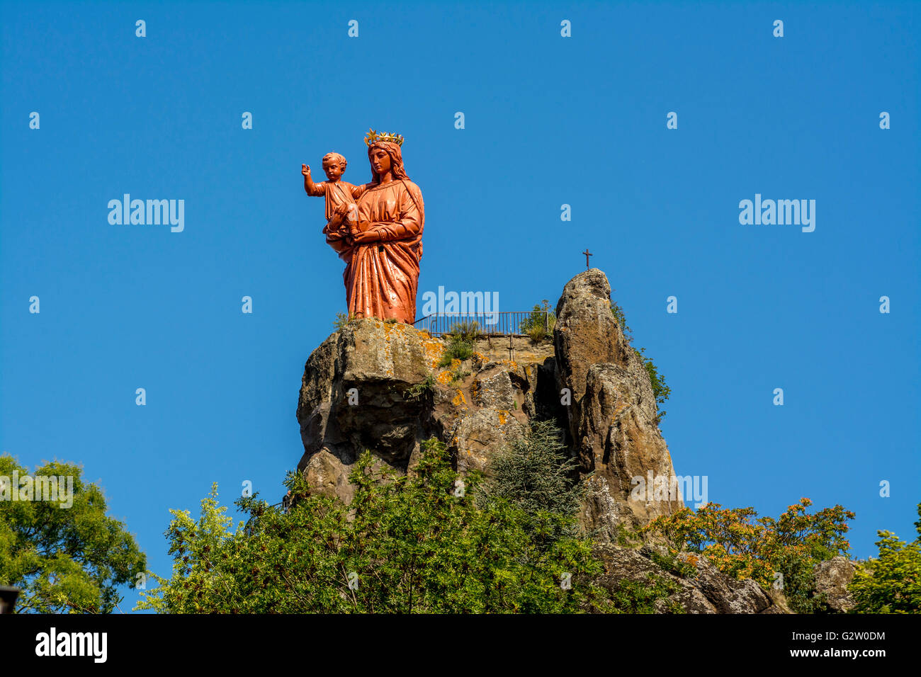 Le Puy en Velay, statue of ND de France monumental work builtfrom cannons captured during the siege of Sebastopol, Haute Loire, Auvergne, France Stock Photo