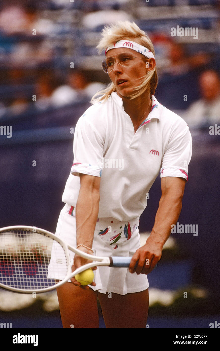 Martina Navratilova competing at the US Open Tennis Championships Stock