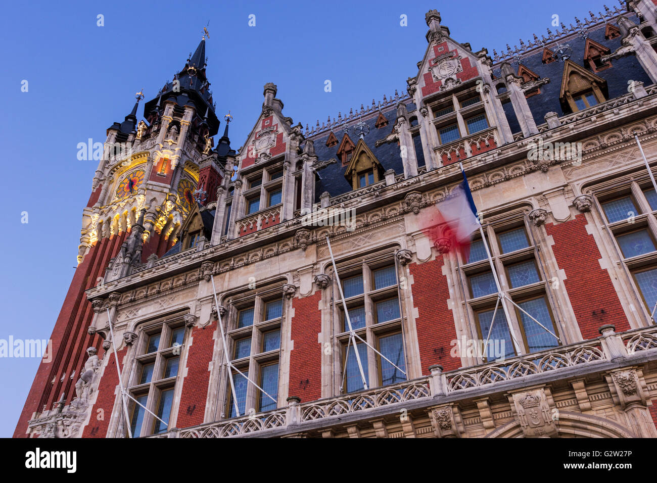 Town hall (Hotel de Ville) at Place du Soldat Inconnu in Calais in France Stock Photo