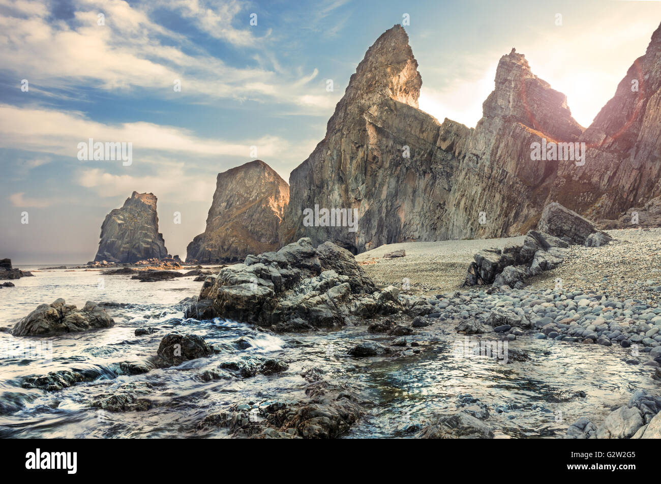 Beautiful view rocky japanese sea hi-res stock photography