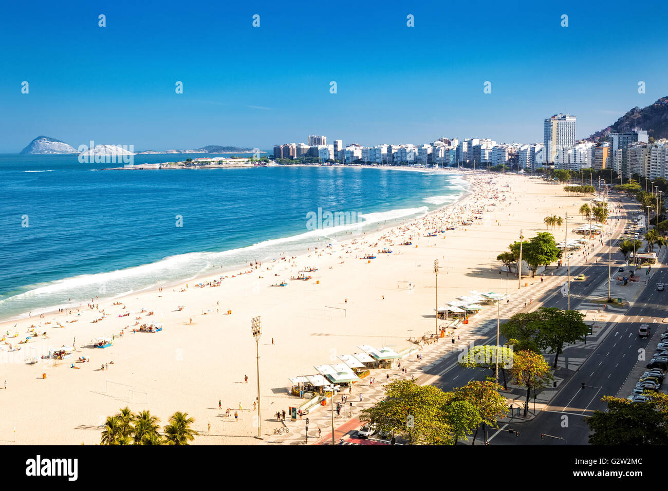 Aerial view of Copacabana beach in Rio de Janeiro Stock Photo