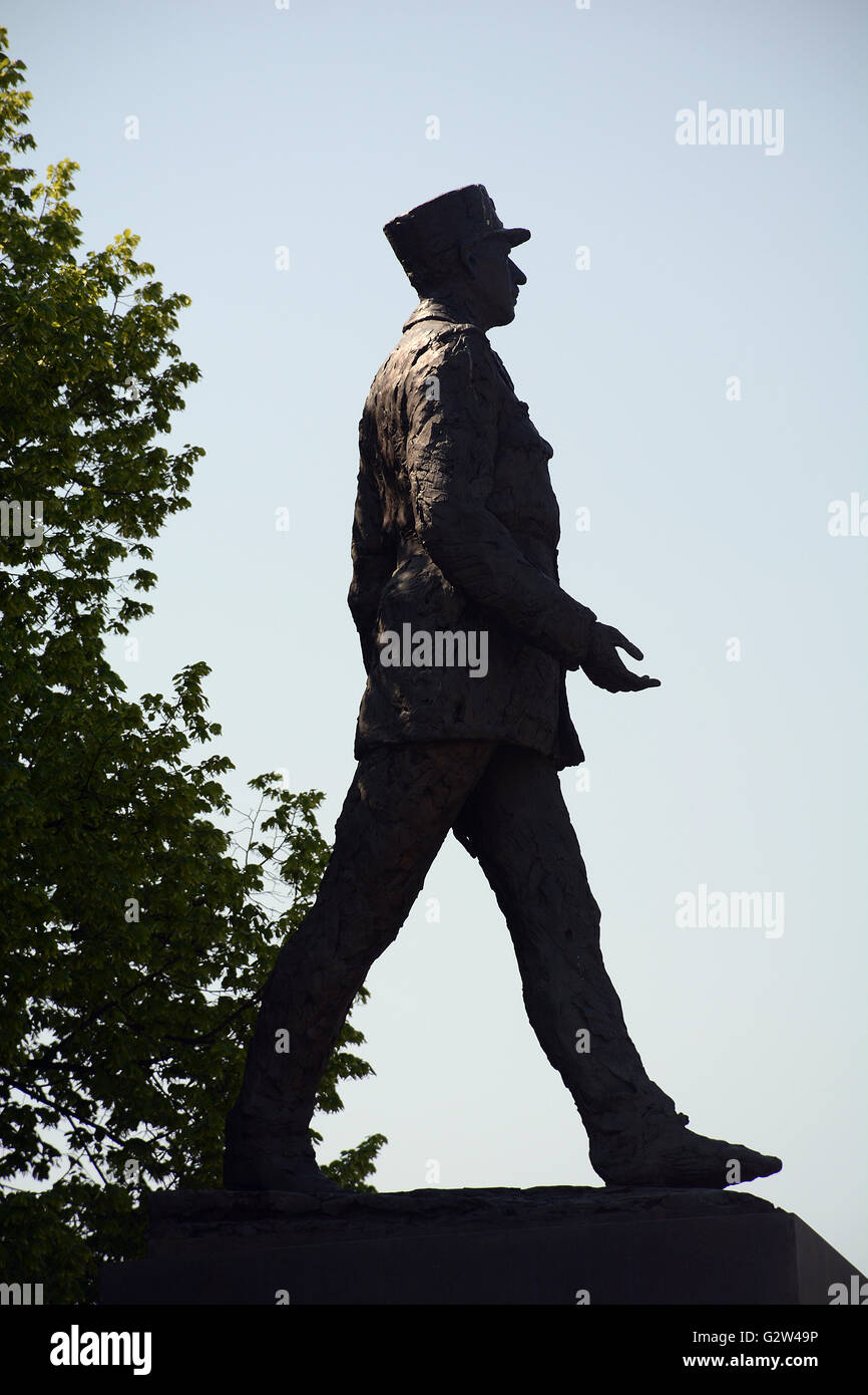 General Charles de Gaulle statue by Jean Cardot Warsaw Stock Photo