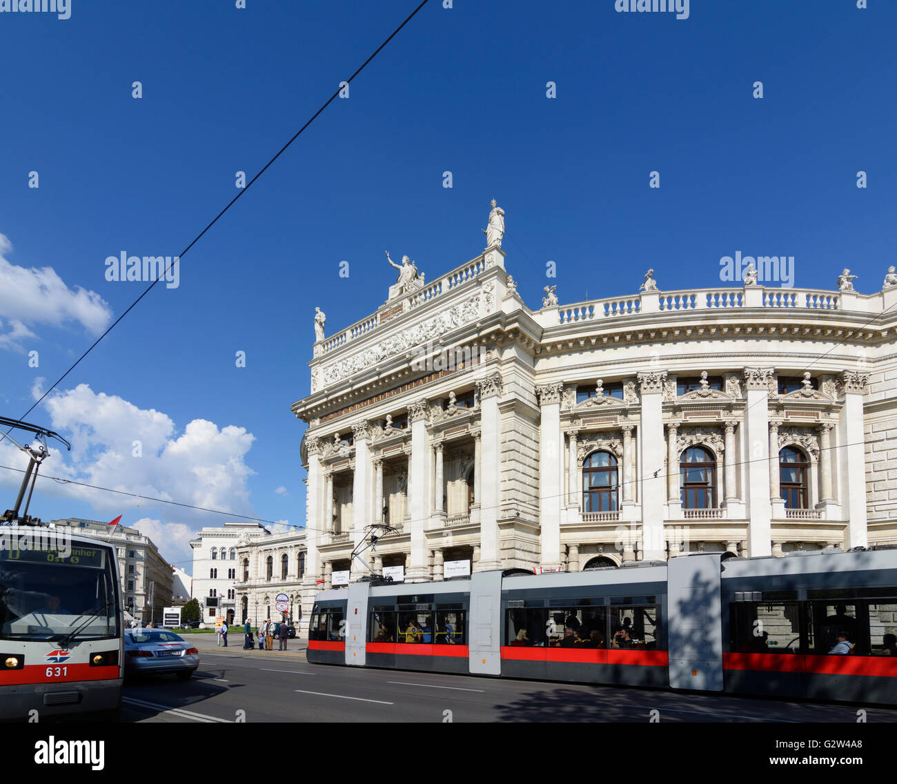 Burgtheater and trams, Austria, Vienna, Wien Stock Photo