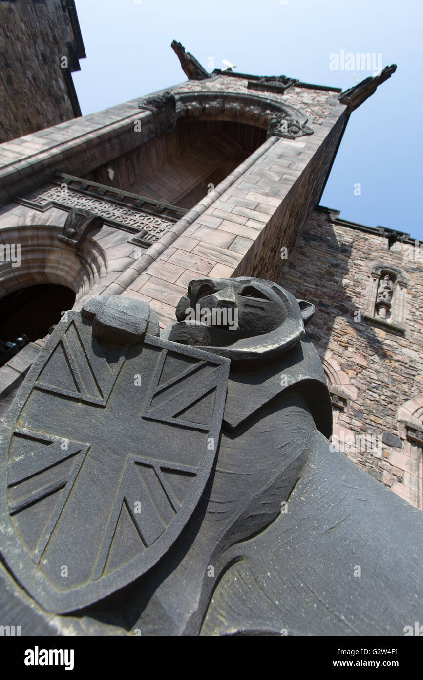 City of Edinburgh, Scotland. Main entrance to the Scottish National War Memorial in the Upper Ward of Edinburgh Castle. Stock Photo