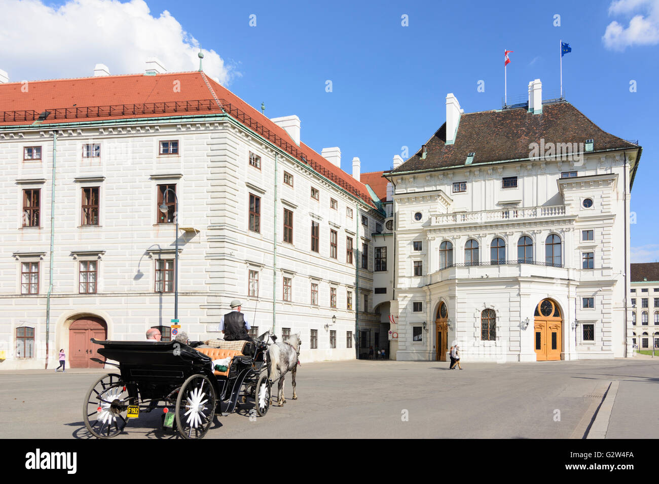 Ballhausplatz and Hofburg with seat of the Federal President with Fiaker (carriage), Austria, Vienna, Wien Stock Photo
