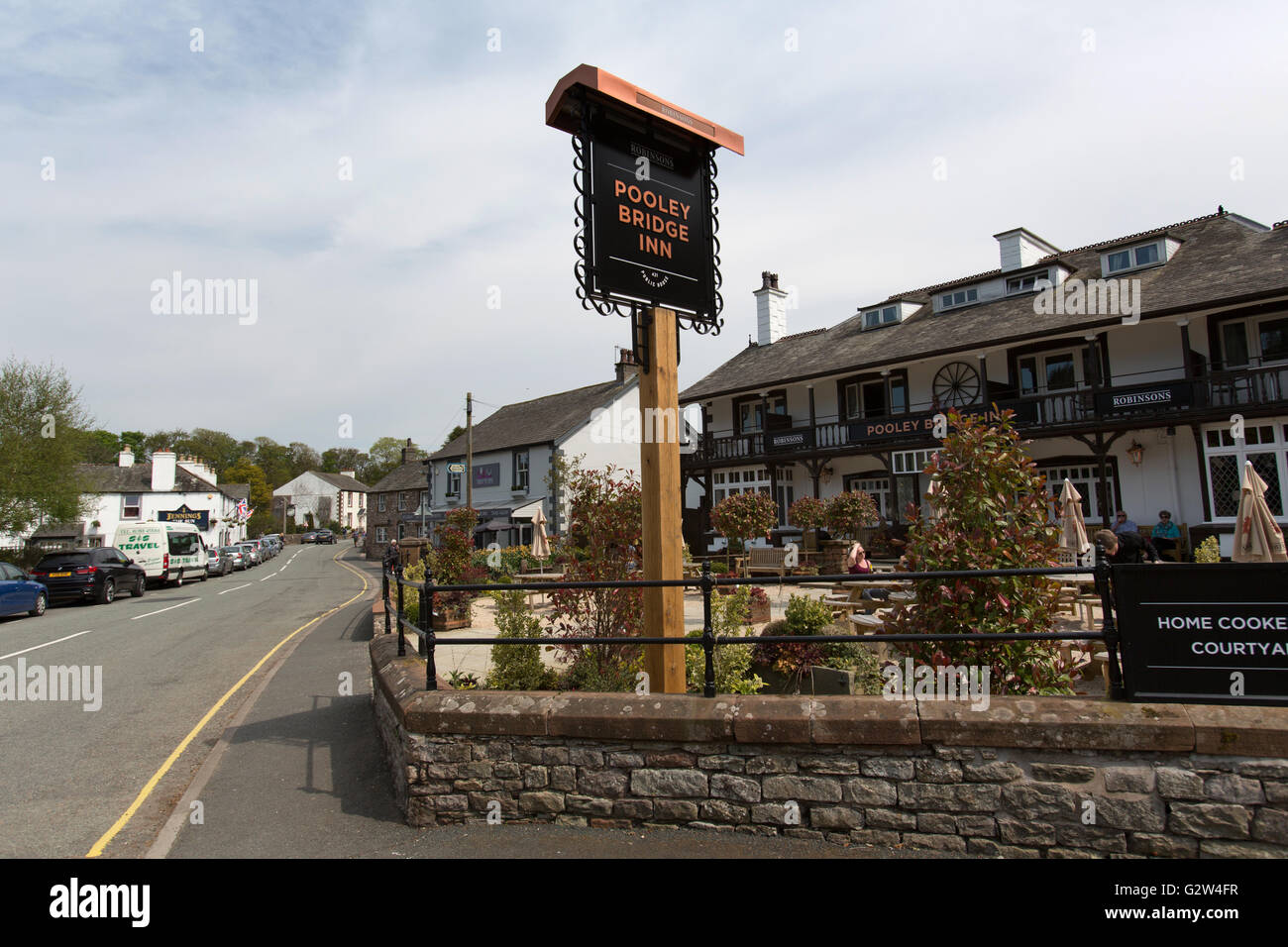 Pooley Bridge, England. Picturesque view of Pooley Bridge main street