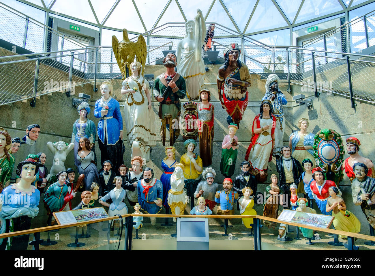 An assortment of figureheads at the Cutty Sark in Greenwich London Stock Photo