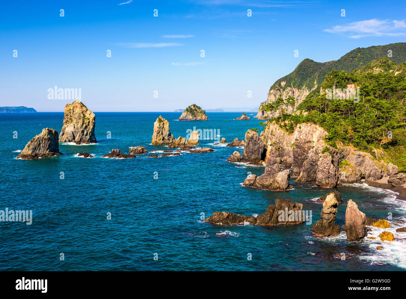 Omijima Island, Yamaguchi, Japan rocky coast on the Sea of Japan Stock