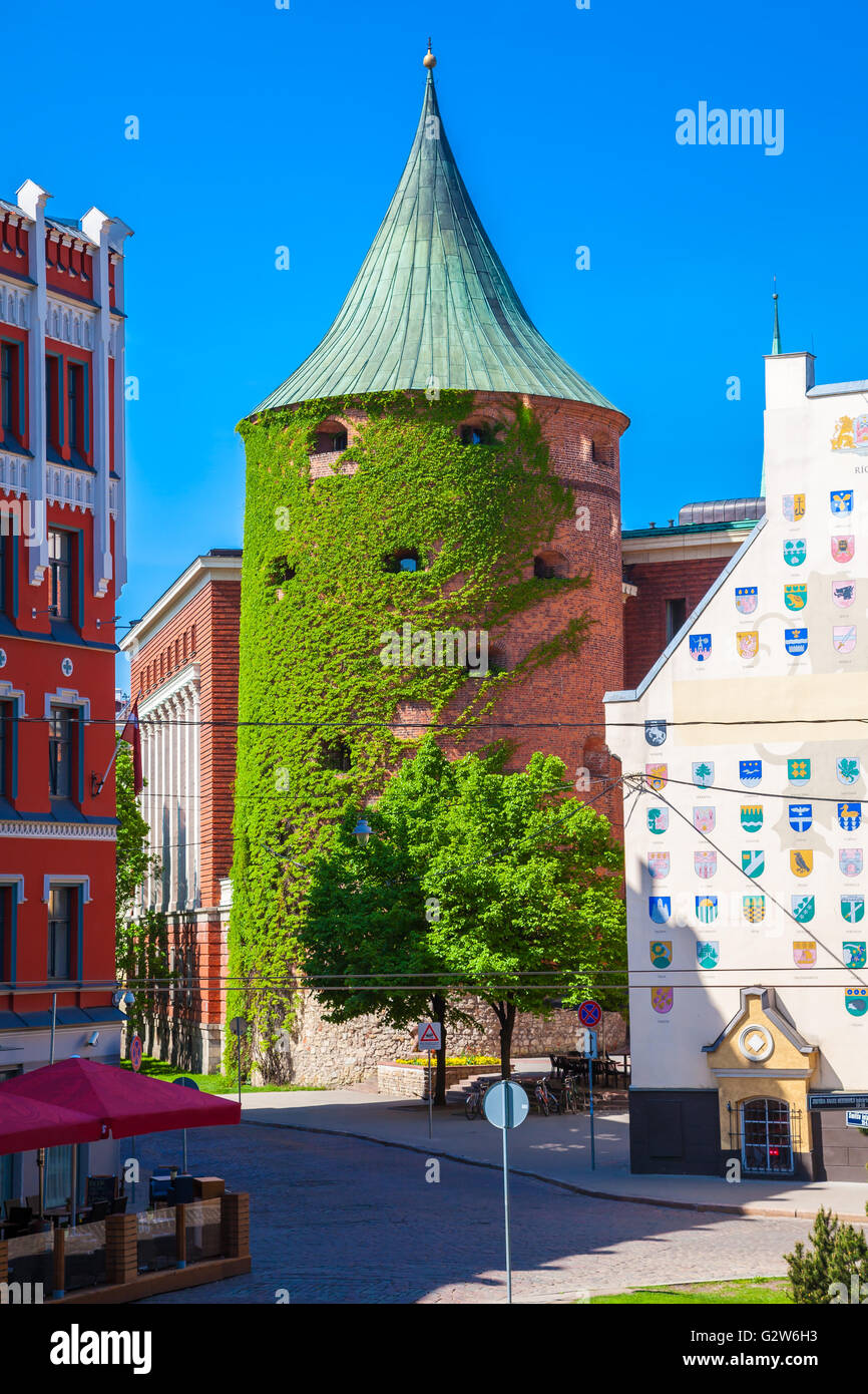 Medieval powder tower in Riga, Latvia Stock Photo