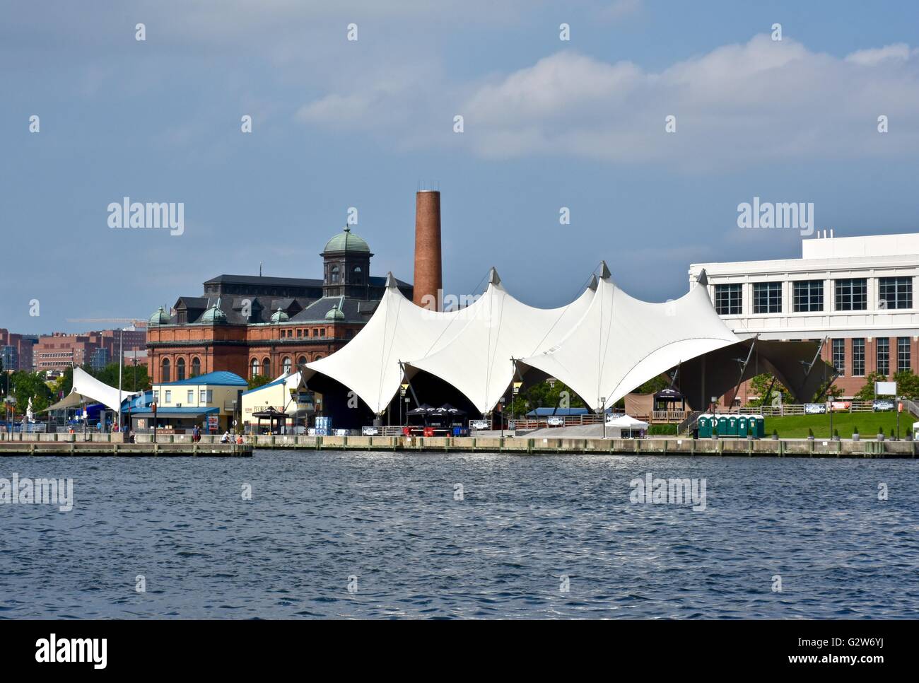 The beautiful historic Baltimore inner harbor on a warm summer day ...