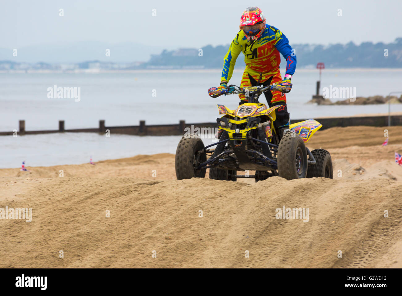 Bournemouth, UK 3 June 2016. BXUK championship racing quad bikes race