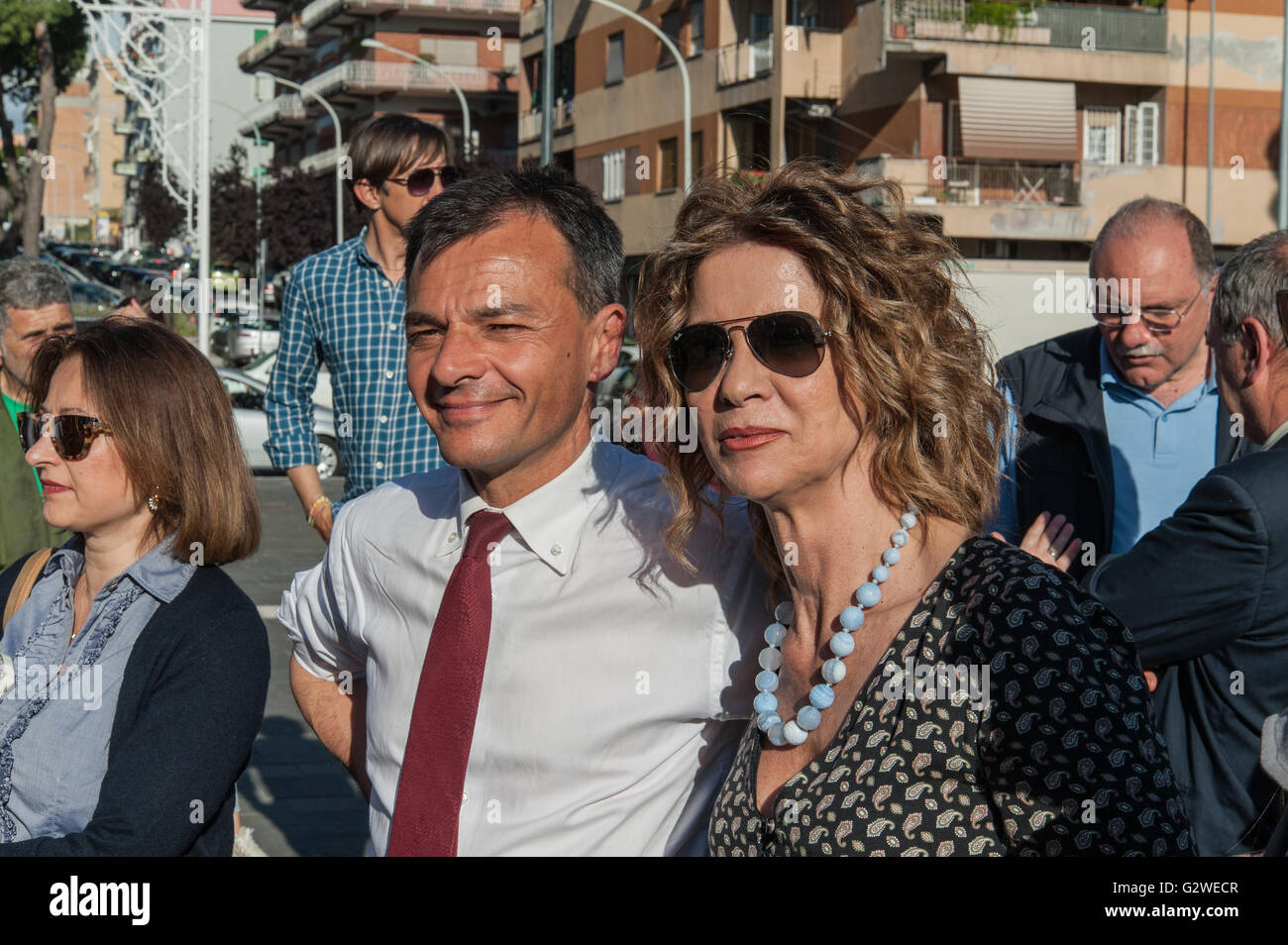 Rome, Italy. 03rd June, 2016. Stefano Fassina candidate for mayor of Rome for the Left lists and for Civic Fassina Mayor, closes the campaign in the popular neighborhood of Centocelle. © Leo Claudio De Petris/Pacific Press/Alamy Live News Stock Photo