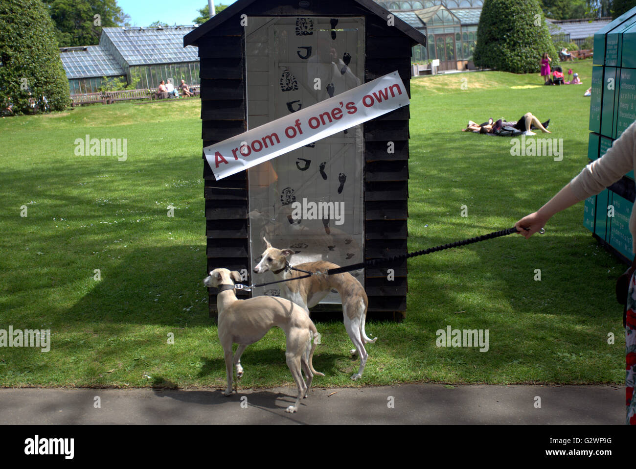 Glasgow, Scotland, UK 3rd June 2016. Men and Sheds, 'The Ideal Hut Show' a series of designer sheds opened in Glasgow's Botanic Gardens today. An esoteric collection includes 18 garden sheds, transformed by top architects and designers from across the UK. Credit:  Gerard Ferry/Alamy Live News Stock Photo