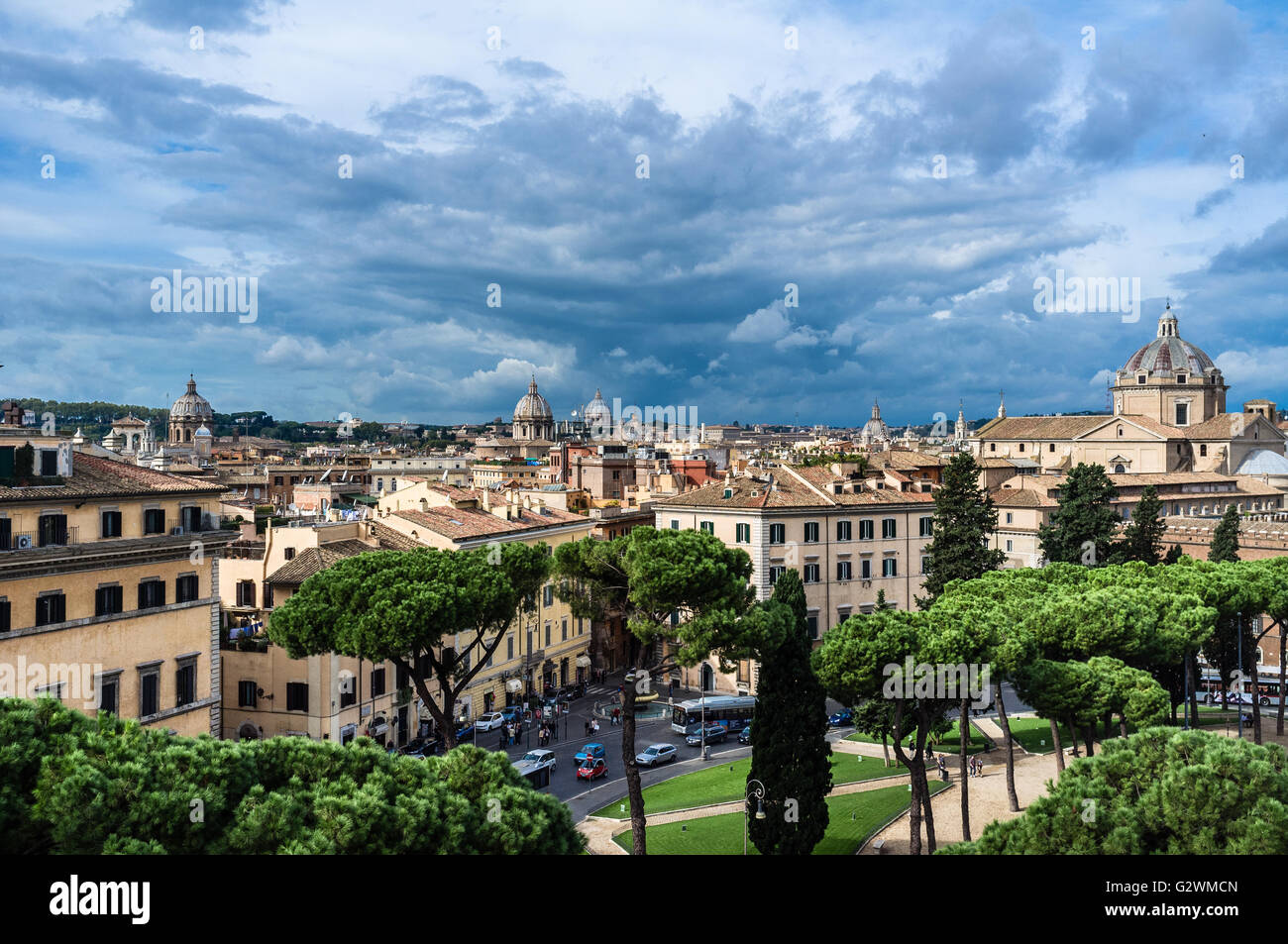 Rome city before thunderstorm, high view Stock Photo