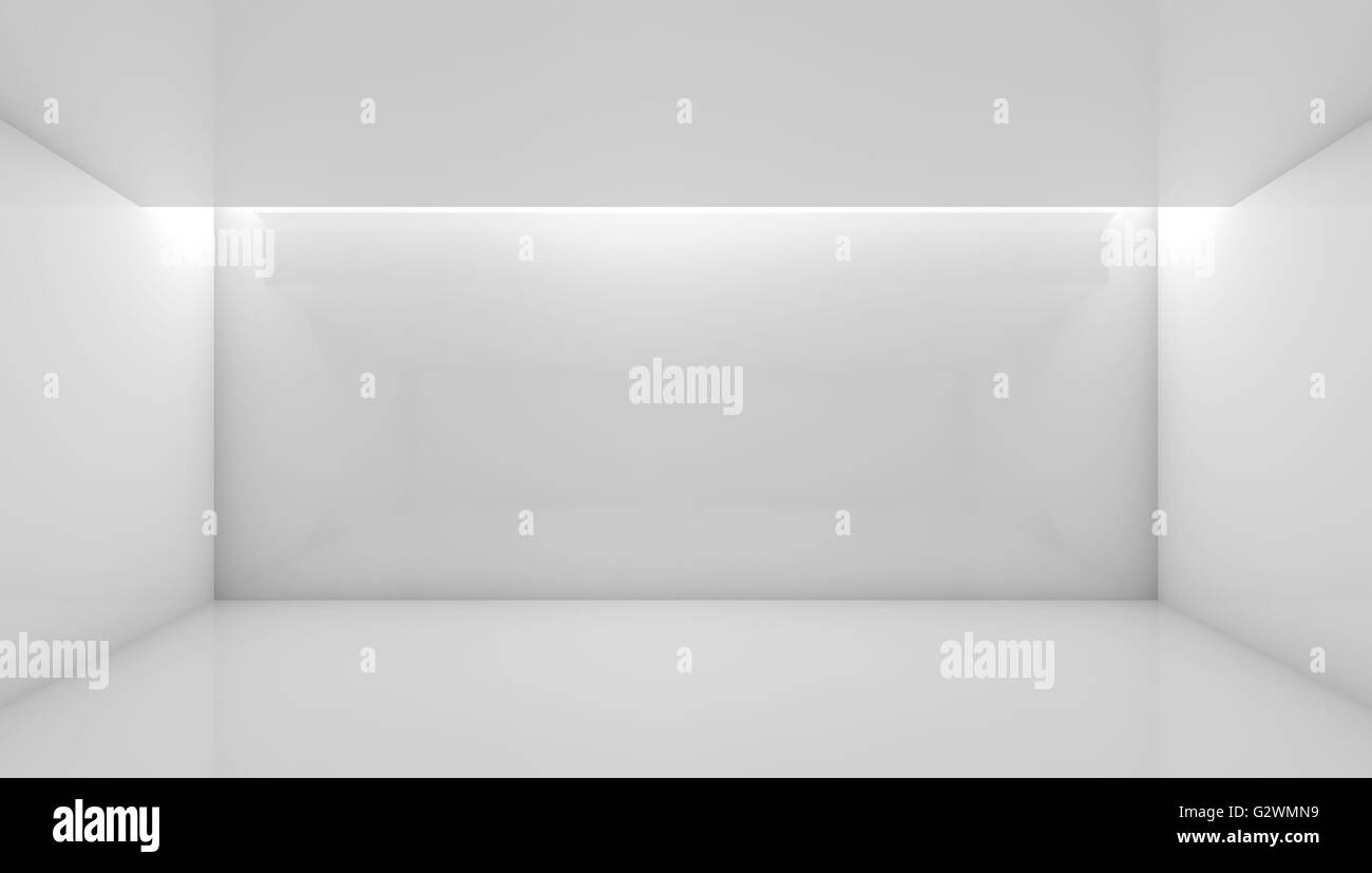 Abstract white contemporary interior, front view of an empty room with ...
