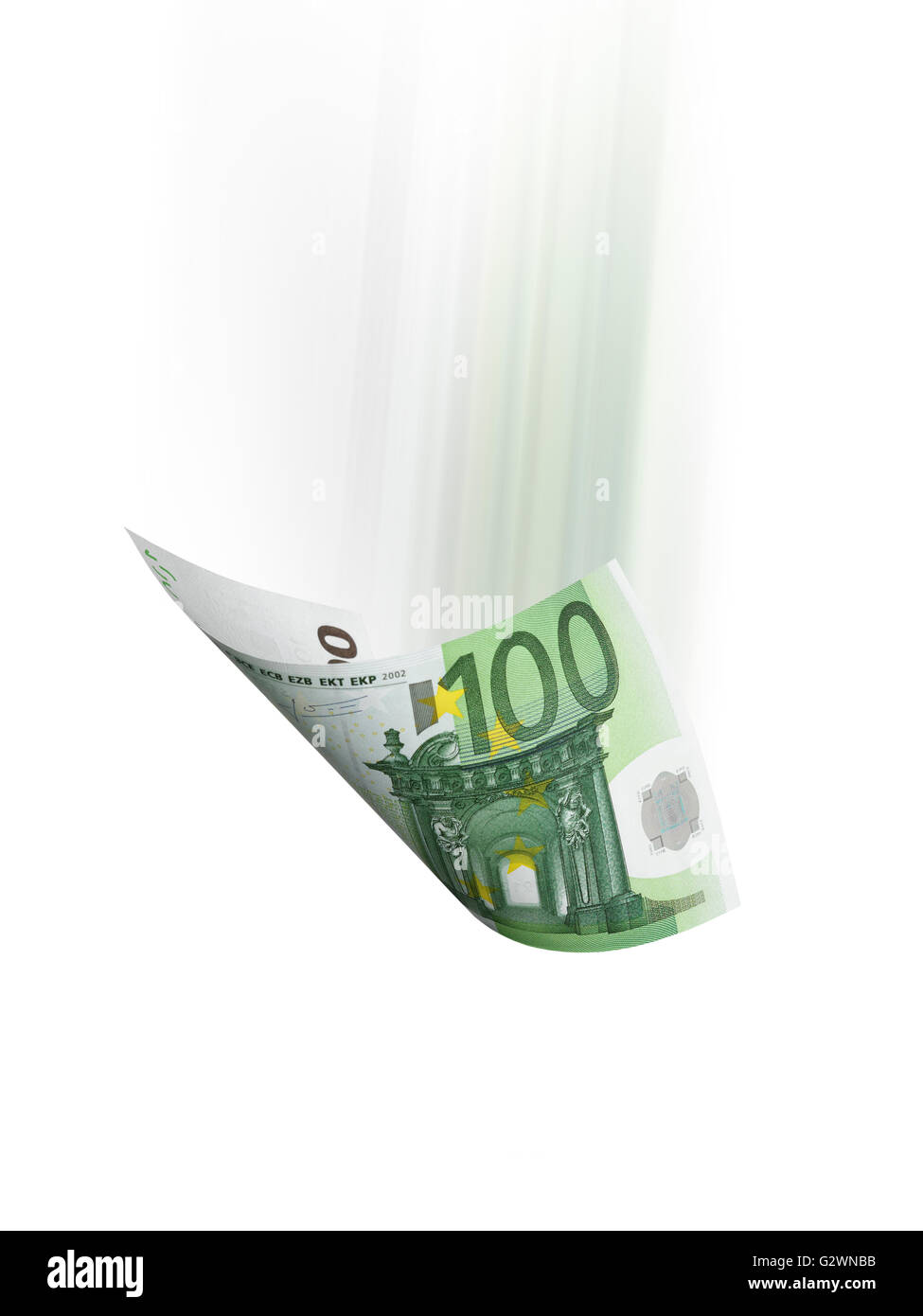 One hundred euro bill isolated on white. Vertical format Stock Photo ...