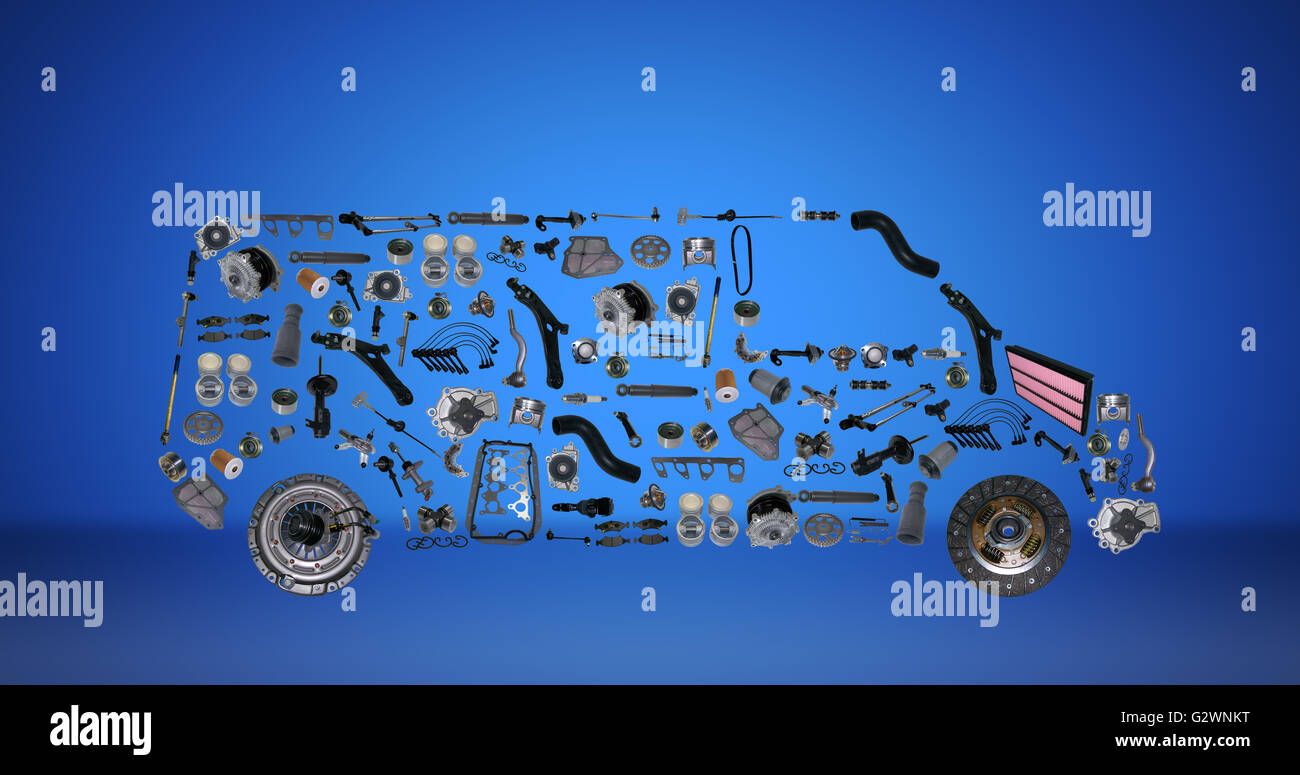 Images bus assembled from new spare parts. Cargo shop Stock Photo Alamy