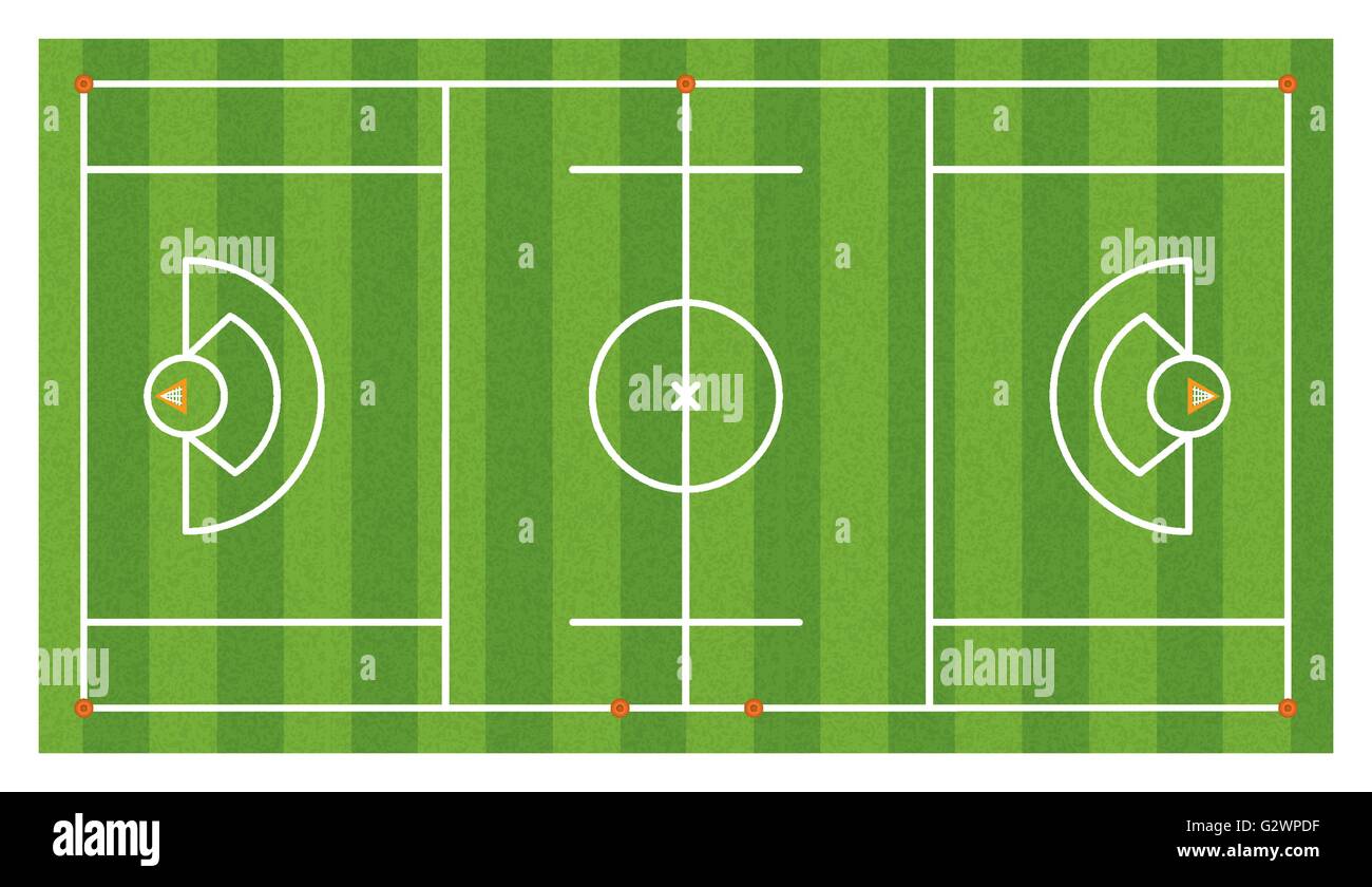 An aerial view of a lacrosse field with lines and goals. Vector EPS 10