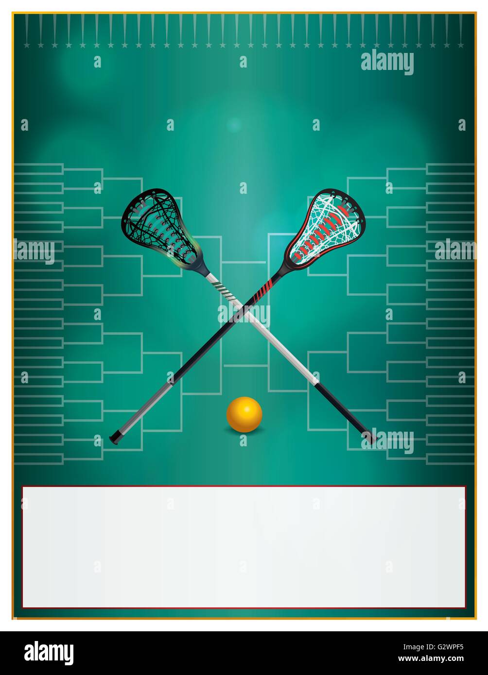 A lacrosse template with lacrosse sticks and ball over a bracket. Room ...