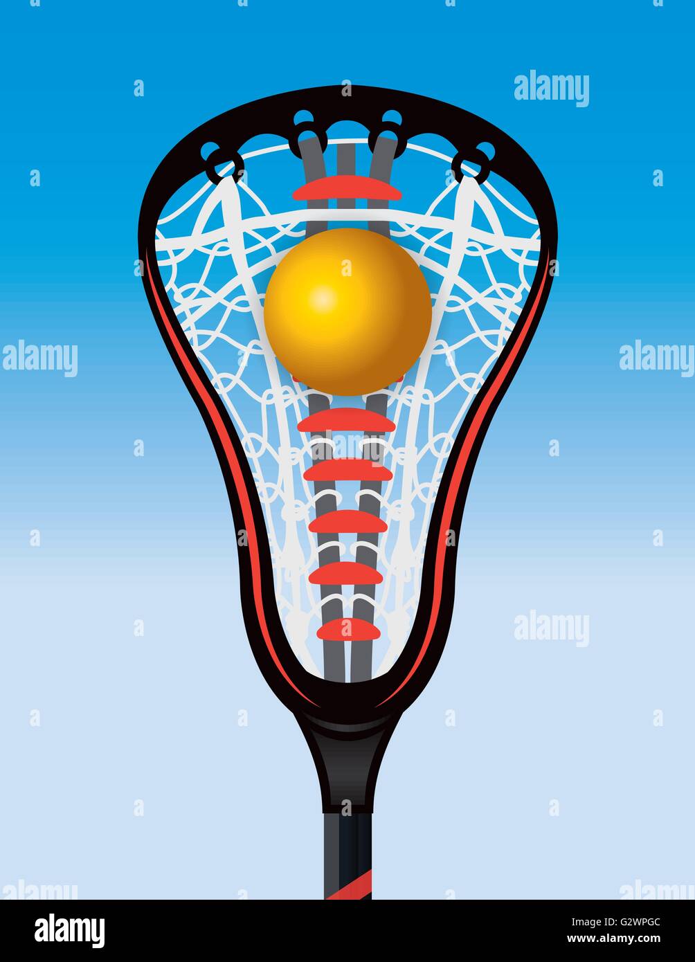 A Closeup Illustration Of A Lacrosse Stick Pocket And Ball Over A
