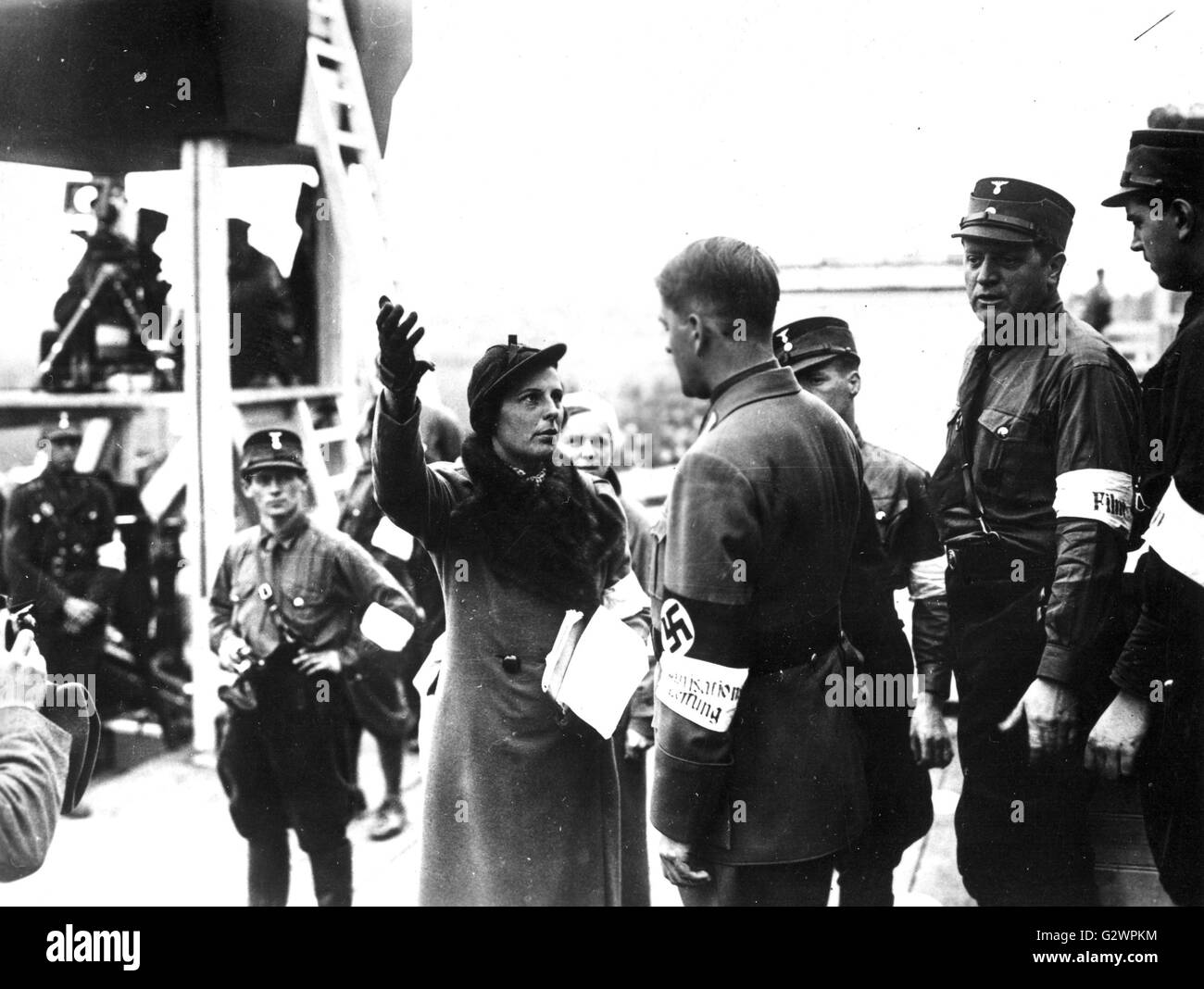 German film director Leni Riefenstahl (center) at work. Stock Photo